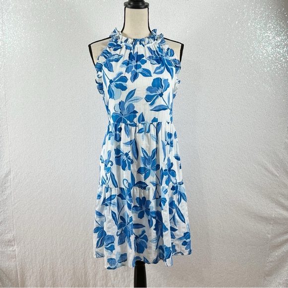 Clover and Sloan blue and white floral dress size medium - Picture 4 of 16